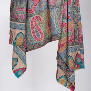 Paisley Kashmir-sjalar, tryckta festivalpashminas, invecklade broderisjalar, bröllopssjalar, autentiska pashminas, 40x80" - PUSHKAR