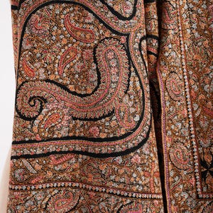 Minute Silk threads Embroidered In Black Pashmina Jamavar Shawl