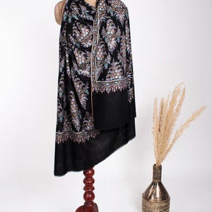 Exclusive Black Festival Pashmina, Original Shawls, Indian Embroideries, Made in Kashmir Gifts, 40x80 MACCLESFIELD image 5