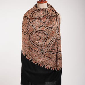 Minute Silk threads Embroidered In Black Pashmina Jamavar Shawl