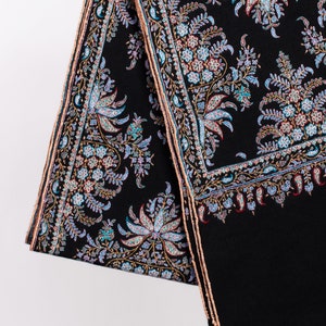 Exclusive Black Festival Pashmina, Original Shawls, Indian Embroideries, Made in Kashmir Gifts, 40x80 MACCLESFIELD image 6