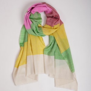 Indian Handwoven Cashmere Stole | Stylish Striped Pashmina Scarf | Pure Soft Wrap | Luxury Handmade Fashion Accessory | Gift for Women