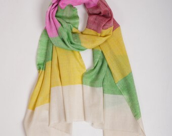Indian Handwoven Stole | Stylish Striped Pashmina Scarf | Pure Soft Wrap | Luxury Handmade Fashion Accessory | Gift for Women