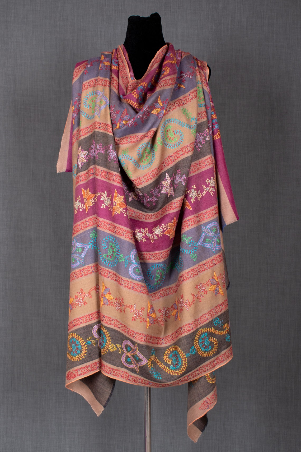 Salma Kashmiri Embroidery Shawl Pure Pashmina Shawl image 0