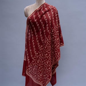 Handmade Sozni Embroidered Authentic Cashmere Wrap | Pure Pashmina Shawl from Kashmir | Traditional Needlework Wool Scarf | Ethical Gift
