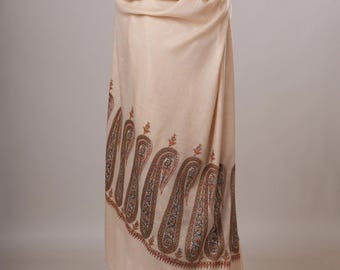 Paisley Palla Hand Embroidered Oversized Indian Pashmina Shawl