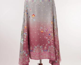 Dual Shade Handwoven Pashmina Shawl with Hand Embroidery