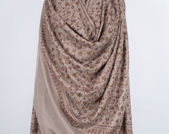 XL Pure Pashmina Shawl, Authentic Kashmiri Wrap, Oversized Shawl, Travel Wrap,  Summer Necessities, Natural Zati Wrap, 54x108" - ARMAGH