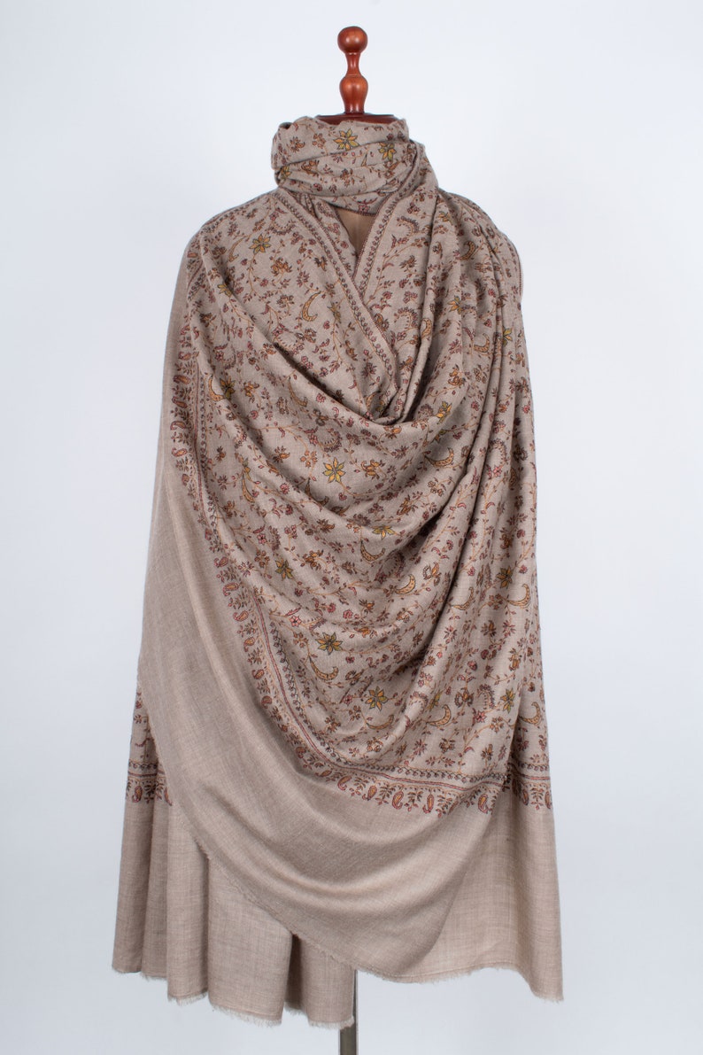 XL Pure Pashmina Shawl, Authentic Kashmiri Wrap, Oversized Shawl, Travel Wrap, Summer Necessities, Natural Zati Wrap, 54x108 ARMAGH image 1