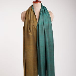 Blue Mustard Dual Tone Pashmina Shawl | Dorukha Cashmere Scarf | Handmade Reversible Wrap | Stylish Gift for Women | Soft, Elegant Scarf