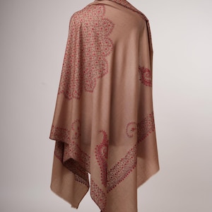 Elegant Hand Embroidered Indian Shawl in Fine Wool