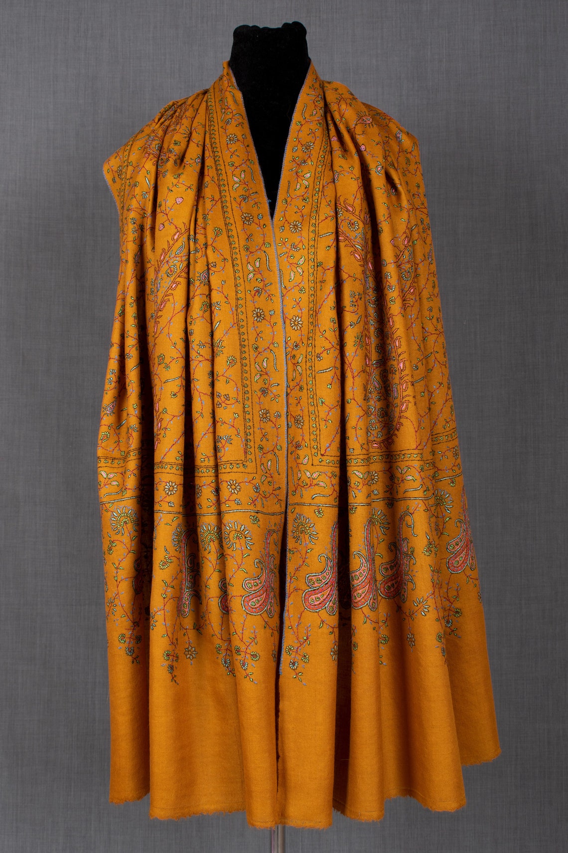 Salisa Pashmina Shawl Hand Embroidered Cashmere 40x80 image 0