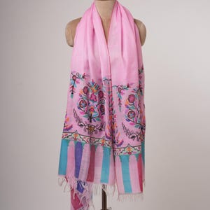 Pink Kani Weave Pashmina Shawl | Handwoven Kashmiri Cashmere | Traditional Motif Wrap | Luxury Accessory