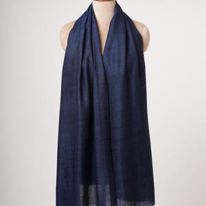 Dark Blue Featherlight Cashmere Scarf | Soft & Luxurious Pashmina Wrap | Lightweight Handwoven Kashmiri Stole | Pashmina Shawl | Shahkaar