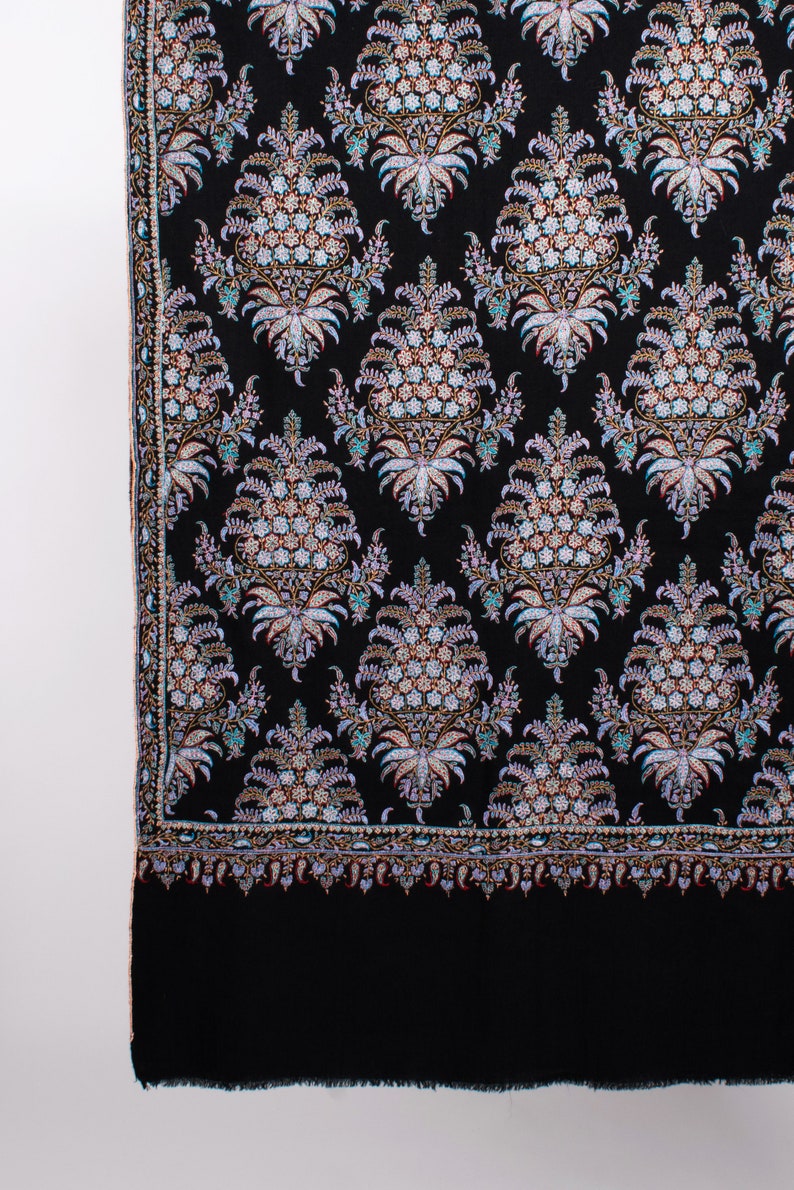 Exclusive Black Festival Pashmina, Original Shawls, Indian Embroideries, Made in Kashmir Gifts, 40x80 MACCLESFIELD image 8