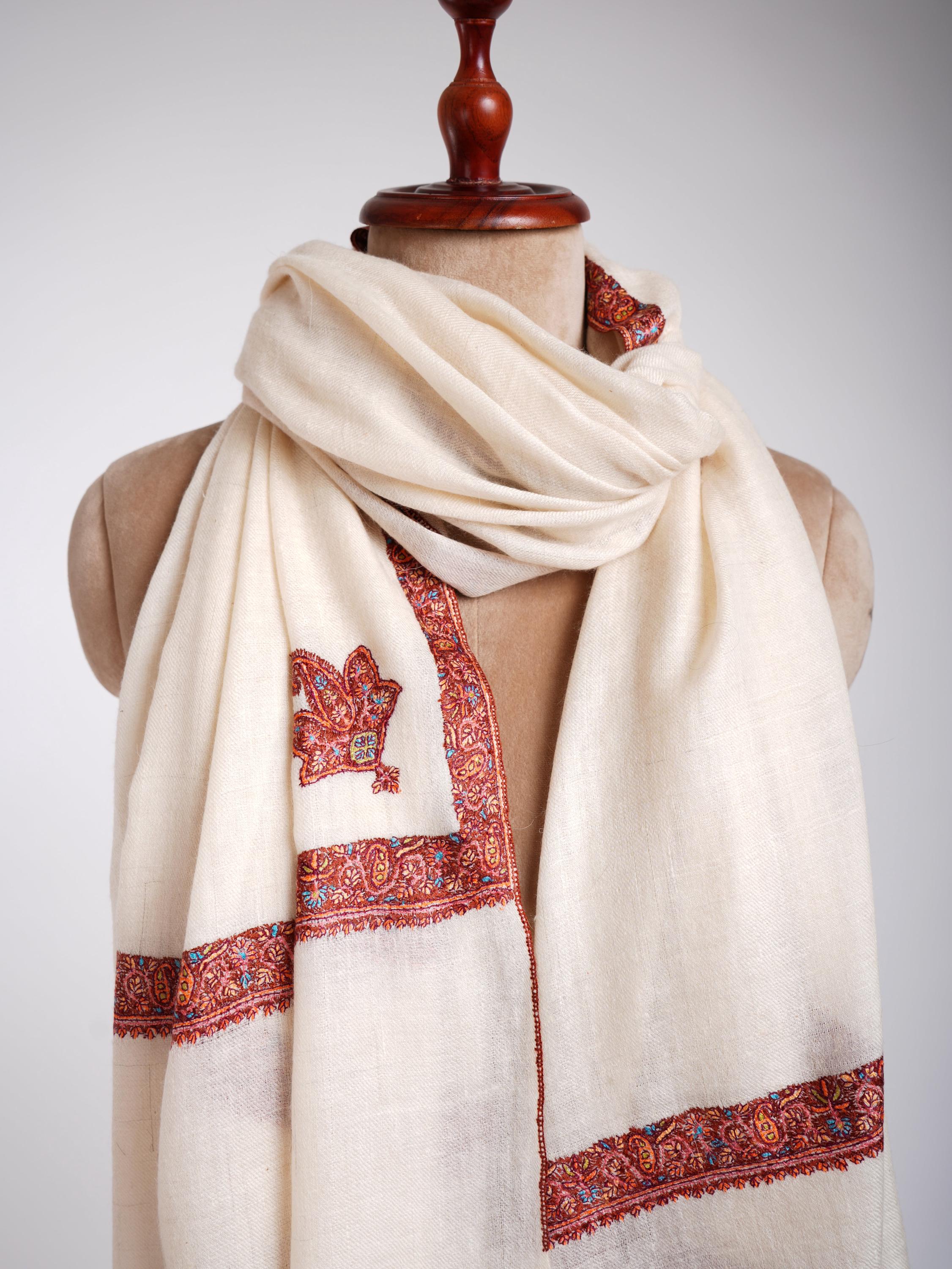 Kashmiri Hashia Motif Natural Ivory Handmade Authentic Pashmina Shawl, 40x80 - Etsy Kashmiri Hashia Motif Natural Ivory Handmade Authentic Pashmina Shawl, 40x80 - Etsy