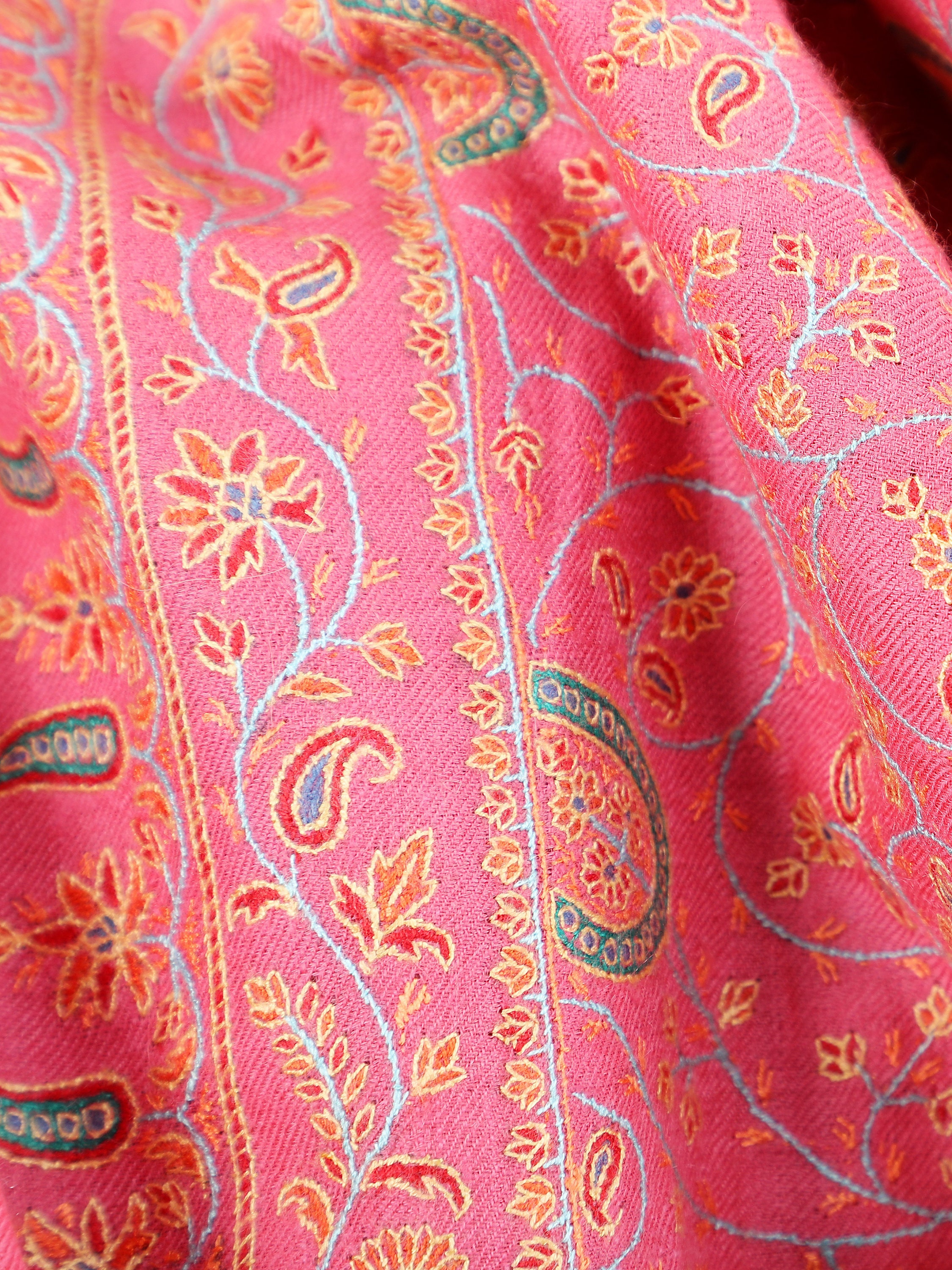 Pure Pashmina Kashmiri Shawl in Pink Color Hand Embroided | Etsy