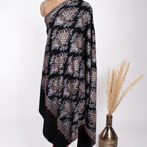 Exclusive Black Festival Pashmina, Original Shawls, Indian Embroideries, Made in Kashmir Gifts, 40x80 MACCLESFIELD image 7