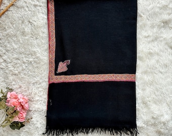 Black Cashmere Shawls, Handloomed Wraps, Soft Scarves, Kashmir Pashmina, Handmade Gifts, Special Presents, 40x80" - HONOLULU