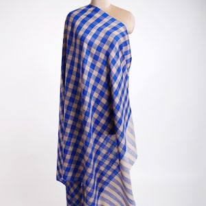 Modern Blue Check Cashmere Wrap | Contemporary Pashmina Scarf | Handloomed Lightweight Shawl | Soft Everyday Luxury