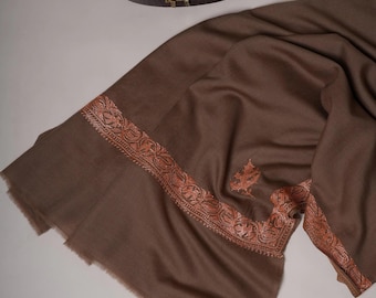 Toosh Color Hand Embroidered Neemdaur Tilla Fine Wool Shawl