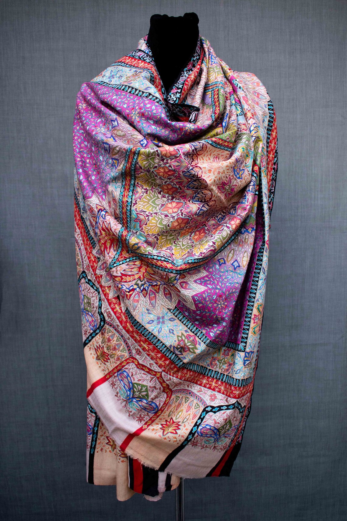 Exquisite Kalamkari Pashmina/Cashmere Shawl Hand Painted Etsy