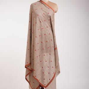 Gray Sozni Embroidered Indian Cashmere Pashmina Shawl | Luxury Handwoven Pashmina | Kashmiri Hand Embroidered Shawl | Soft Cashmere Wrap