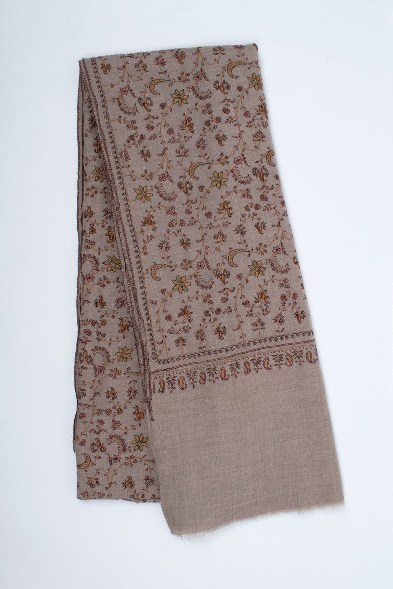 XL Pure Pashmina Shawl, Authentic Kashmiri Wrap, Oversized Shawl, Travel Wrap, Summer Necessities, Natural Zati Wrap, 54x108 ARMAGH image 6