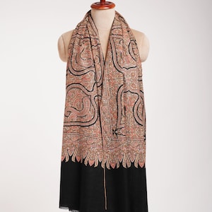 Minute Silk threads Embroidered In Black Pashmina Jamavar Shawl