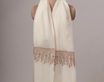 Sozni Palla Embroidered Lightweight Boiled Wool Shawl