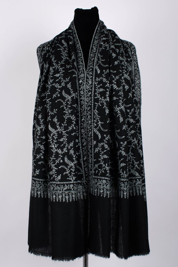 Black pashmina cashmere best sale