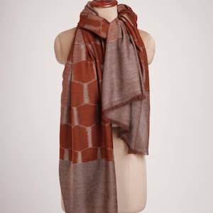 Burnt Orange Handwoven Pashmina Shawl | Luxury Cashmere Wrap | Elegant Handwoven Pashmina Stole | Soft Warm Pashmina Scarf