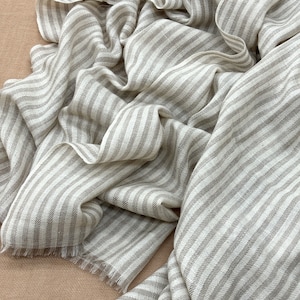 White and Grey Striped Cashmere Scarf | Handwoven Soft Pashmina Wrap | Unisex Sustainable Kashmiri Shawl | Sustainable Gift for Him & Her