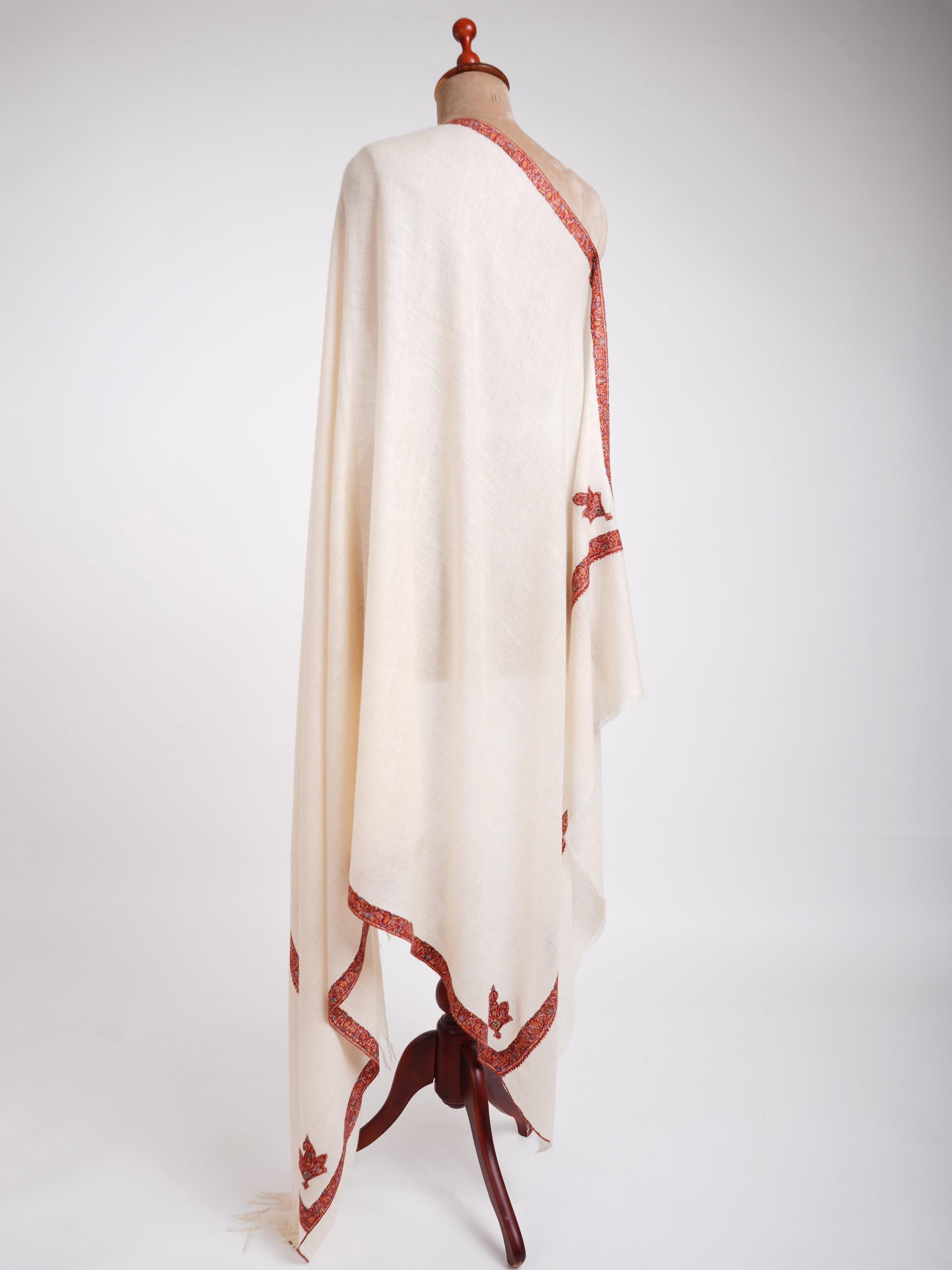Kashmiri Hashia Motif Natural Ivory Handmade Authentic Pashmina Shawl,  40x80 - Etsy