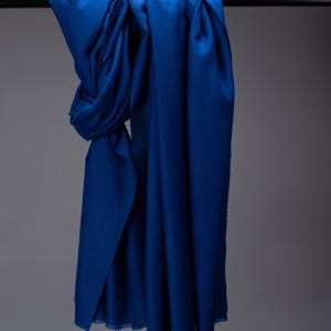 Cobalt Blue Hand Spun Pashmina Solid Color Shawl, A Perfect Wrap for Yourself and for Gifting