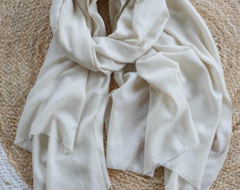 Natural Ivory Pashmina Wrap | Soft Lightweight Cashmere Shawl | Timeless Fashion Scarf | Sustainable Luxury | Gift Idea for Her