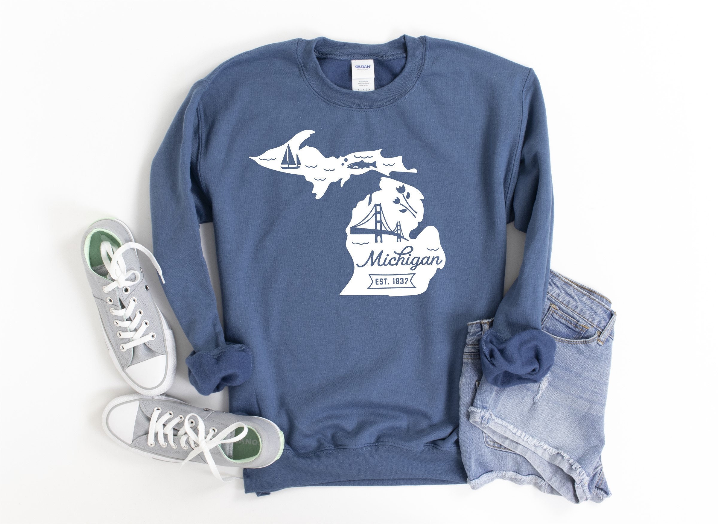 Michigan sweatshirt Womens Michigan sweatshirt Michigan Etsy