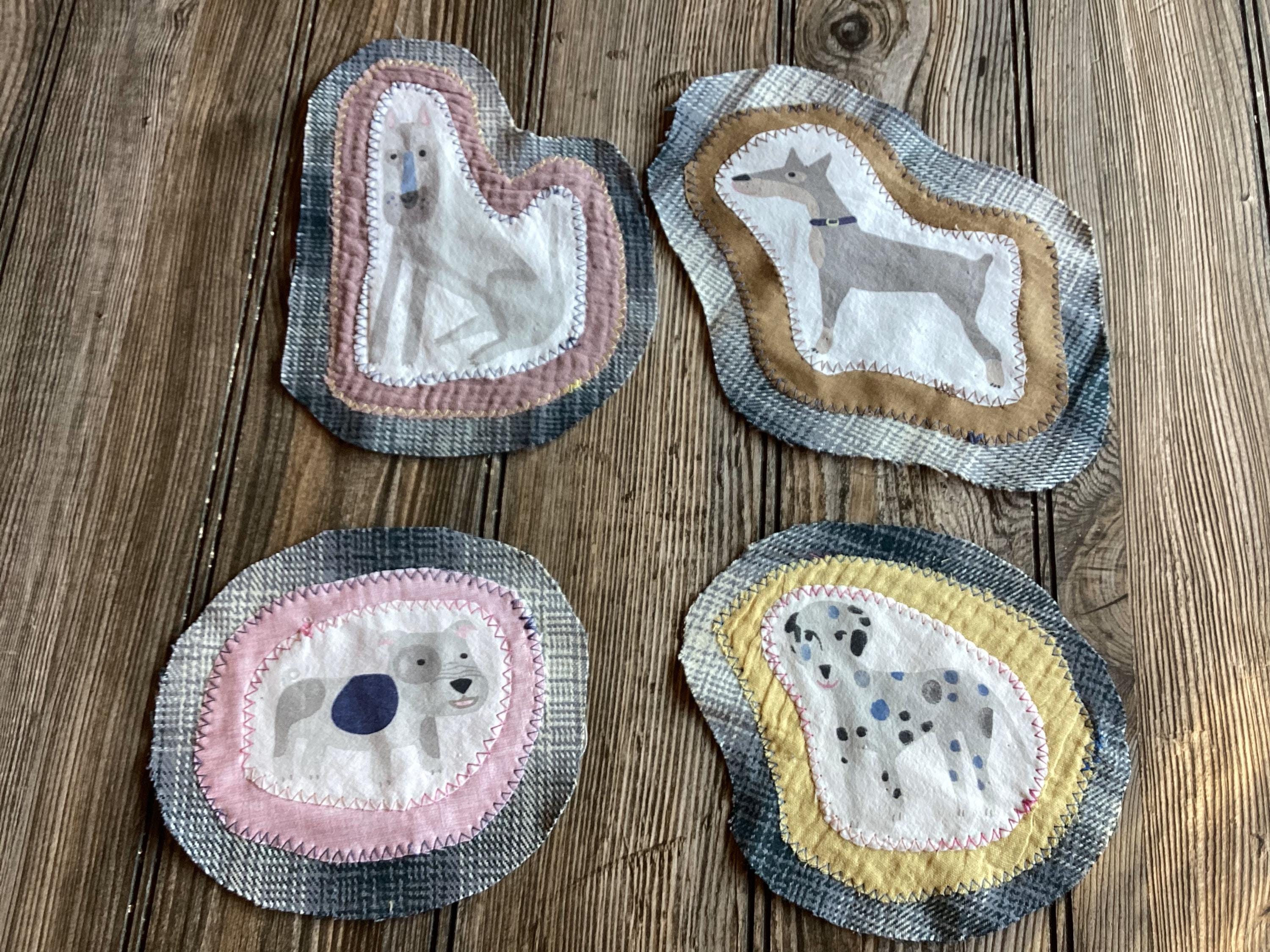 Whimsy Patch Ideas 4 Dog Patch Set - Boho Hippie Whimsical Animal Dog Patches for Collage ...