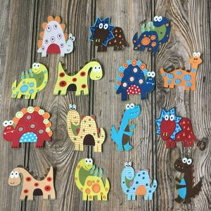 15 Whimsical Dinosaur Iron-On Cotton Fabric Appliques for DIY Embroidery and Slow-Stitching Projects Kids Clothing, Children Room Decoration image 1