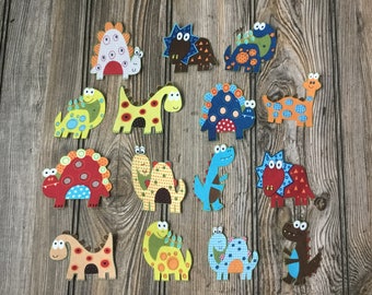 15 Whimsical Dinosaur Iron-On Cotton Fabric Appliques for DIY Embroidery and Slow-Stitching Projects Kids Clothing, Children Room Decoration