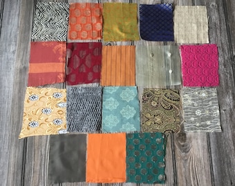 Sari remnants, Boho bundle, Saree fabric scraps, Craft Journaling, Slow stitching, Fabric Collage