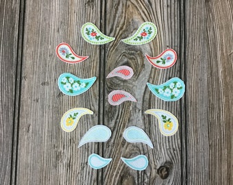 14 Little Paisley Iron-On Cotton Fabric Appliques