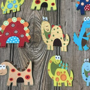 15 Whimsical Dinosaur Iron-On Cotton Fabric Appliques for DIY Embroidery and Slow-Stitching Projects Kids Clothing, Children Room Decoration image 5