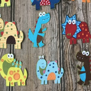 15 Whimsical Dinosaur Iron-On Cotton Fabric Appliques for DIY Embroidery and Slow-Stitching Projects Kids Clothing, Children Room Decoration image 4