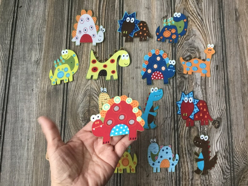 15 Whimsical Dinosaur Iron-On Cotton Fabric Appliques for DIY Embroidery and Slow-Stitching Projects Kids Clothing, Children Room Decoration image 6