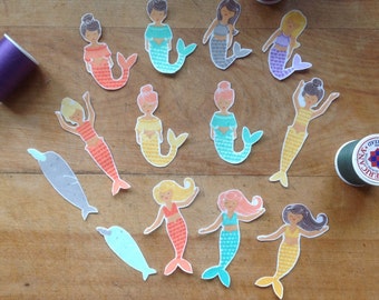 13 Mermaid and Narwhal Fabric Appliques