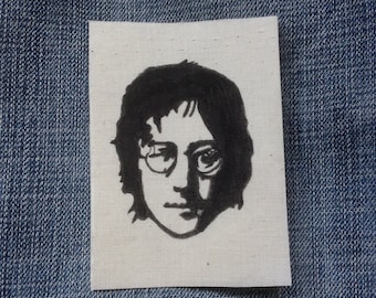 John Lennon Hand Painted Iron-On Cotton Fabric Applique Patch - Great for Jeans, Jacket, Handbag and more!