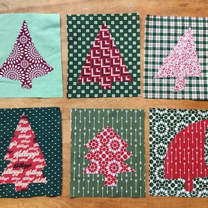 6 Christmas Tree Patches for Sew-On Projects 6&quot; x 7&quot;