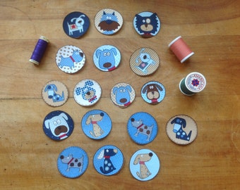 17 Piece Adorable Pet Dog Iron-On Cotton Fabric Appliques