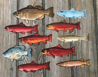 10 Freshwater Fish Iron-On Cotton Fabric Appliques for DIY Projects